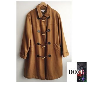 JESSICA LONDON Plus-Size Camel Hooded Toggle Coat